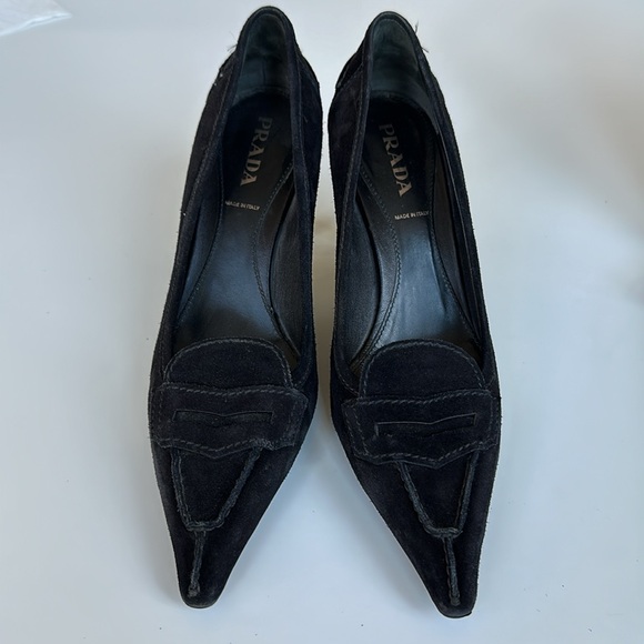 Prada Pointed Suede Penny Loafer Heels 38 - Picture 8 of 8